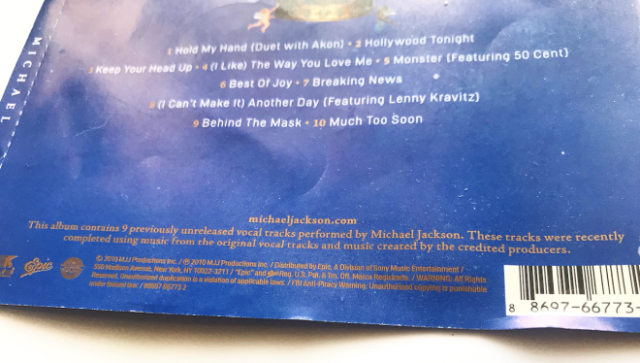 The back of the Michael album cover states: "This album contains 9 previously unreleased vocal tracks performed by Michael Jackson." But Sony claims this is not an assurance to consumers that Jackson sings the songs. Shockingly, the court agrees.